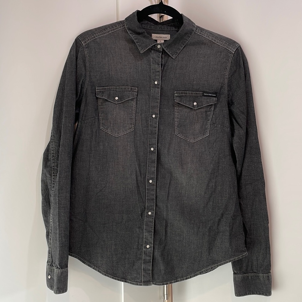 Calvin Klein Jeans Grey jean button down